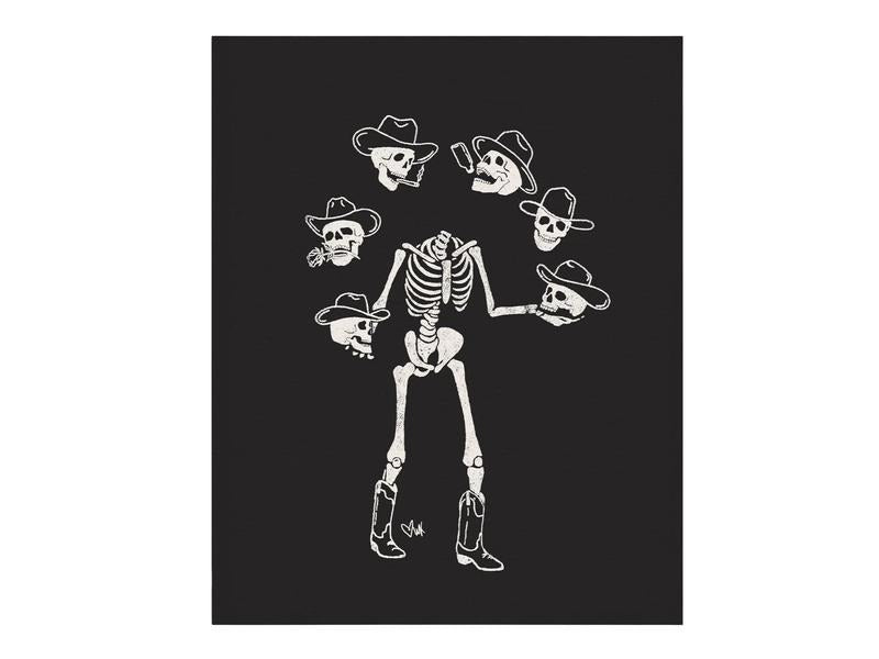 Cowboy Skelly, Skeleton Cowboy Art Print, GiclÉE Fine Art Print, Vintage Cowboy Wall Art, Goth Cowgirl Decor, Poster...
