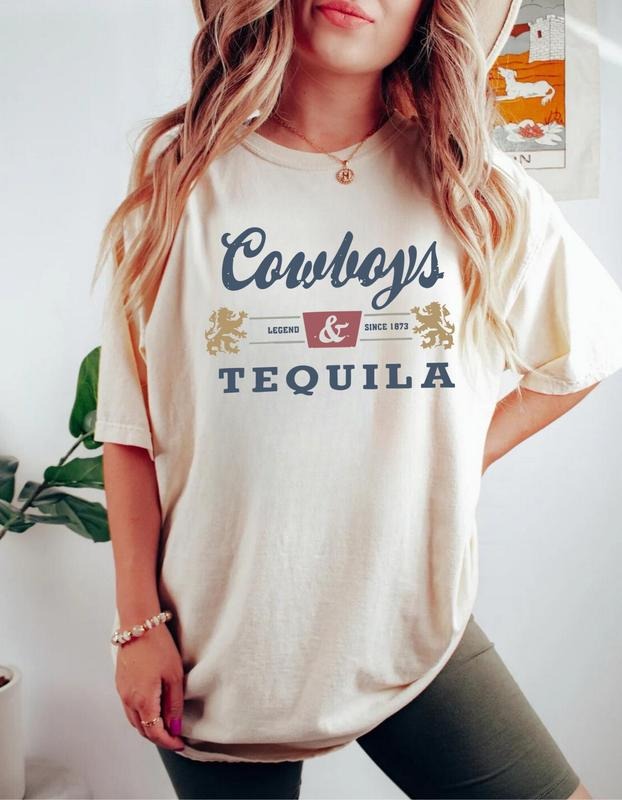 Cowboys and Tequila Unisex T-Shirt, Cowgirl And Tequila T-shirt Comfort Fabric Hoodie, Sweatshirt | GrindPrints.com