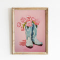Cowgirl Boots Art, Floral Western Nursery Print, Coastal Cowgirl Poster, Gifts For Her Women Wall Art, Poster Prints No...