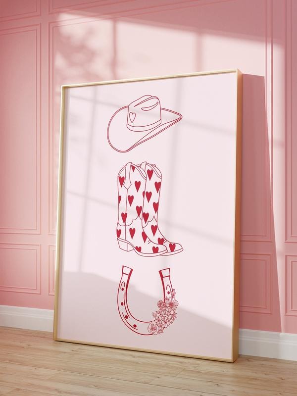 Cowgirl Cowboy Boots Art Print, Western Art Print, Preppy Cowgirl Decor Coastal Cowgirl Art, Cowgirl Dorm Decor, Gifts...