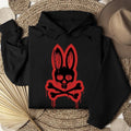 Crazy Bunny Hoodie, Psycho Bunny Skull & Blood Bone, Punk, Cool Shirt Sweatshirt | GrindPrints.com