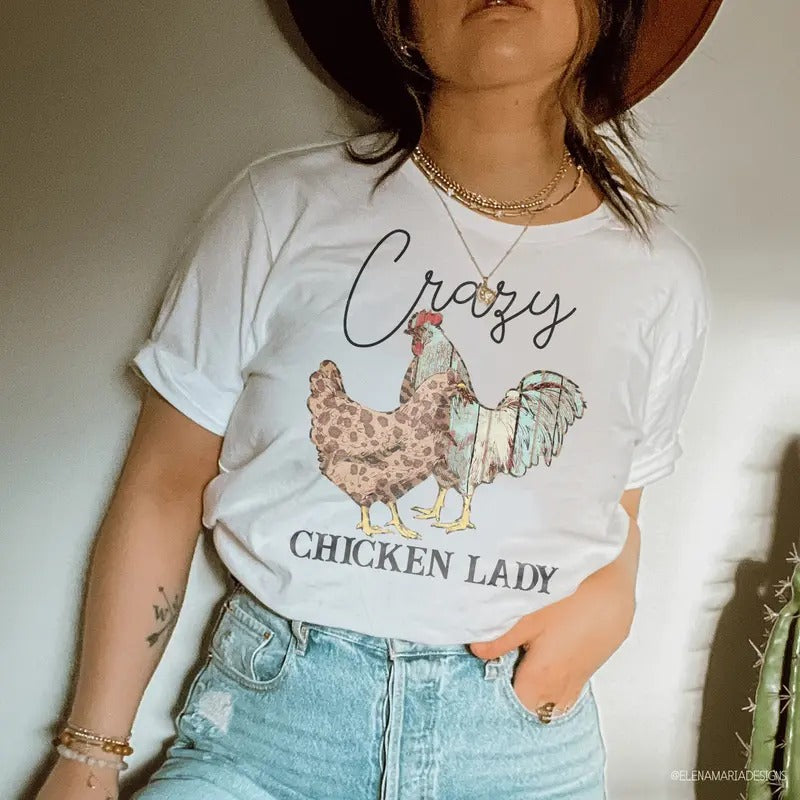 Crazy Chicken Lady   -   T-Shirt Womenswear Comfort Top Hoodie, Sweatshirt | GrindPrints.com