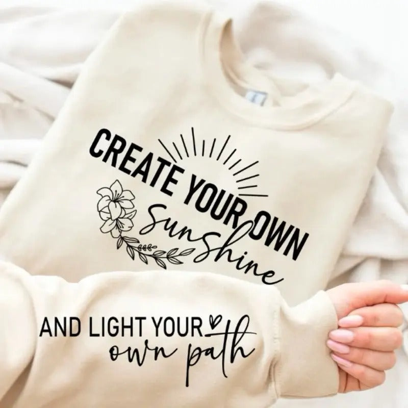 Create Your Own Sunshine Fleece Crewneck Sweatshirt T-Shirts, Hoodie | GrindPrints.com