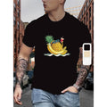 Creative Pineapple On Vacation Graphic Print, Men's Crew Neck Short Sleeve T-shirt, Casual Top For Summer made in usa...