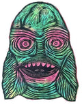 Creature Woodcut Print on Painted Birch Panels Ready to Hang Artistic Room Decor 16x20 Inches Unique Etching Press...