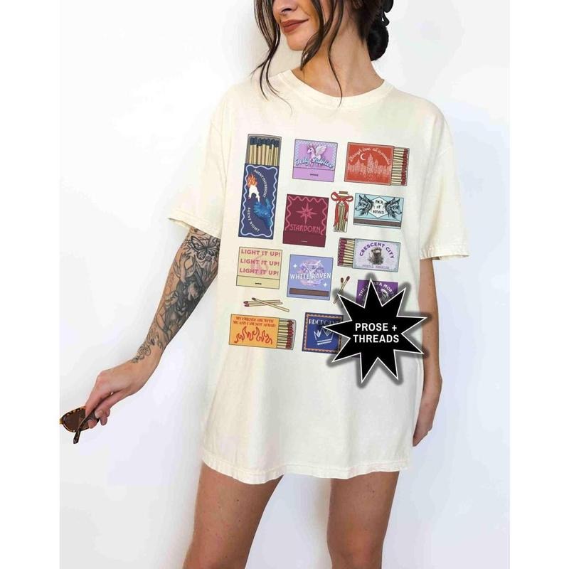 Crescent City Matchbox Collage Tee, Lunathion Sarah J. Maas Merch Light It Up Umbra Mortis Bookstagram Booktok Merch SJM...