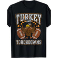 Crew-neck Casual Men's T-shirtThanksgiving Turkey And Touchdown Football Men's T-shirt