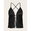 Crisscross Tie Backless Fringe Hem Sleeveless Satin Crop Cami TopY2K T-Shirts, Hoodie, Sweatshirt | GrindPrints.com