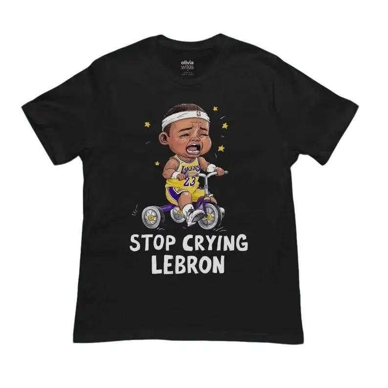 Crying LeBron Graphic Tee Shirt, Funny NBA Lakers Meme Tshirt, Trendy Sports Shirts, Basketball Sports Fan Shirt, Unisex...