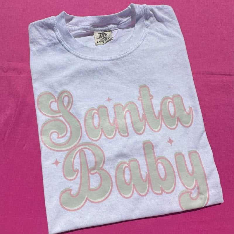 Cursive Santa Babe Comfort Colors T-Shirt 'NLB' Hoodie, Sweatshirt | GrindPrints.com