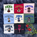 Custom Arcane Characters Embroidered Sweatshirt, Jinx Vi Caitlyn Isha Embroidery Hoodie, Arcane Movie Shirt | GrindPrints.com