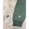 Custom Embroidered Initial Heart Sweatshirt, Hoodie, Initial on Sleeve, Couple Anniversary, Personalized Matching...