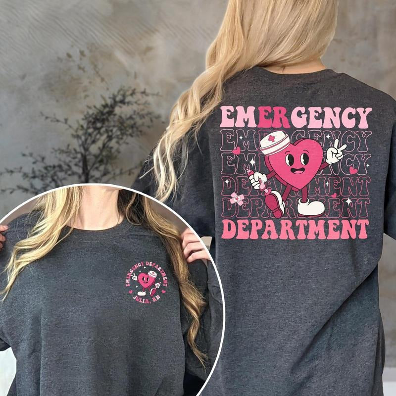 Custom Emergency Department Valentine Shirt, Valentine Er Nurse Gift, Valentine Gift For Nurse, Emergency Nurse,...