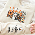 Custom Halloween Spooky Mama Sweatshirt with Kids Name on Sleeve Sweatshirt, Cool Mama Halloween Sweatshirt, Mama...