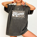 Custom Mama Comfort Colors Shirt, Checkered Mama T-shirt, Personalized Children's Name Mom Clothing, Mother's Day Gift,...
