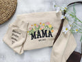 Custom Mama Embroidered Floral Custom Mama Names Heart Sleeve New Mom T-Shirts, Hoodie, Sweatshirt