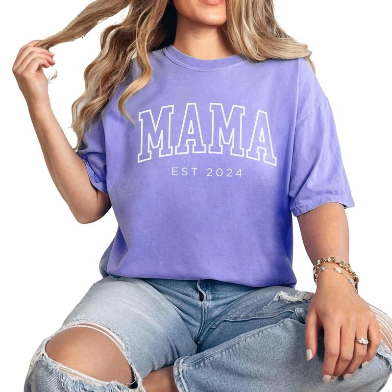 Custom Mama Shirt, Mama Est 2024 Shirt, Comfort Colors Mom Shirt, Gift for Mom Hoodie, Sweatshirt | GrindPrints.com