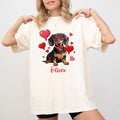 Custom Name Dachshund Comfort Colors Shirt, Personalized Sausage Dog Valentine T-shirt, Love Themed Weiner Dog Tee,...