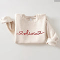 Custom Name Heart Valentine Day Sweater Hoodie T-Shirt, Family Couple Group Love Day, Personalized Coquette Cute...