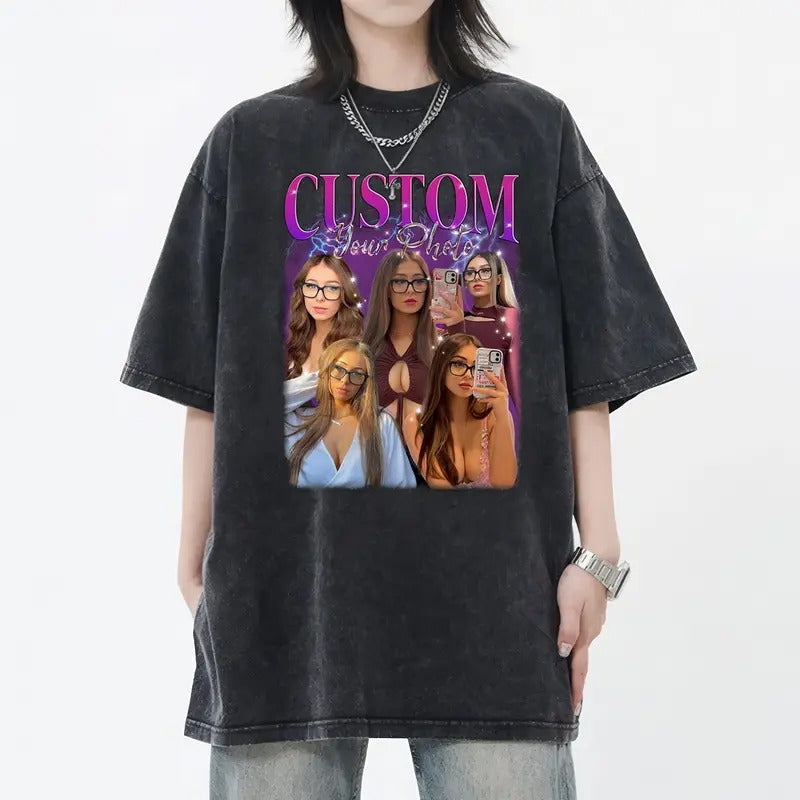 Custom Photo Bootleg Girlfriend 6 Face 90s Retro Vintage Shirt Sweatshirt, Shirt with Face on It for Boyfriend Birthday...