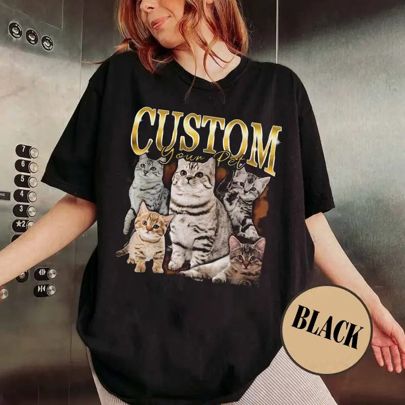 Custom Photo Cat Bootleg 90s Shirt, Custom Bootleg Rap Tee Shirt, Custom Pet Photo Your Own Bootleg Shirt, Change Design...