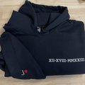 Custom Roman numeral hoodie, couples hoodies, gift for couples, anniversary gift, wedding gifts, gift ideas Embroidered...