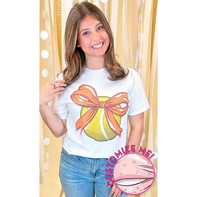 Custom Tennis Bow Rhinestone Graphic T-Shirt Hoodie, Sweatshirt | GrindPrints.com