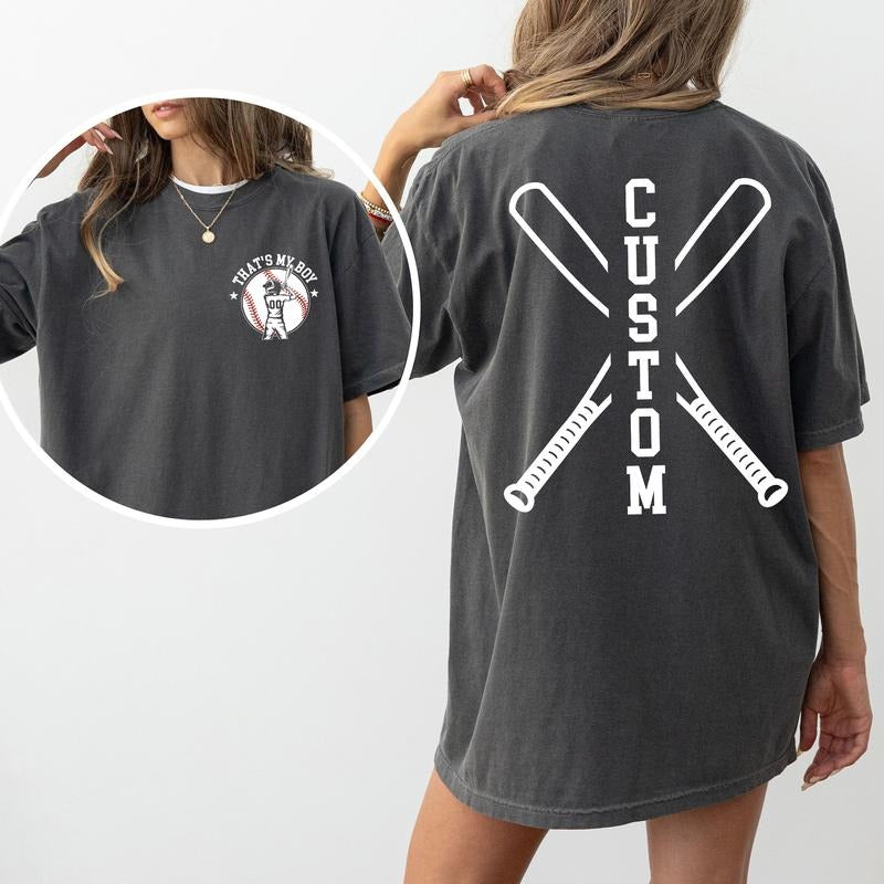Custom That'S My Boy Baseball Mom Comfort Colors Shirt Personalized Baseball Mom Sport Mom Game Day Sport Mama T-Shirts, Hoodie, Sweatshirt
