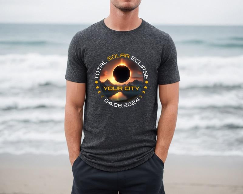 Custom Total Solar Eclipse Shirt, City State Eclipse 4.8.2024 Shirt Hoodie, Sweatshirt | GrindPrints.com