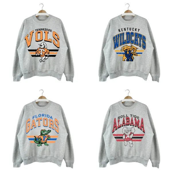 Custom Vintage College Mascot Crewneck - All Football Teams In Ash Grey T-Shirts, Hoodie, Sweatshirt | GrindPrints.com