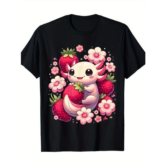 Cute Axolotl Kawaii Anime Axolotl Strawberry T-Shirt Made in USA Hoodie, Sweatshirt | GrindPrints.com