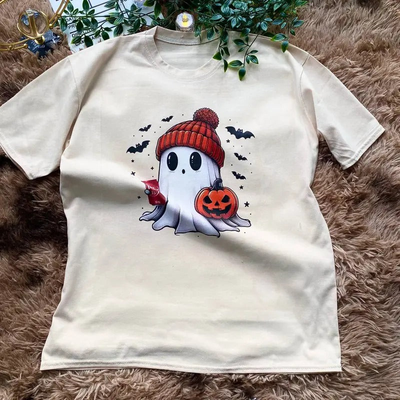 Cute Boo Ghost Reading Books Shirt, Hallowen Shirt,  Cute Fall Shirt, Spooky Season Hoodie, Sweatshirt | GrindPrints.com