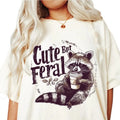 Cute But Feral Shirt Meme Funny Raccoon Shirt Shirts Her Fall Coffee Shirt T-Shirts, Hoodie, Sweatshirt