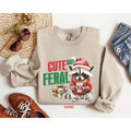 Cute But Feral Sweatshirt, Christmas Shirt, Funny Christmas Sweatshirt, Christmas Raccoon Sweatshirt, Feral Christmas...
