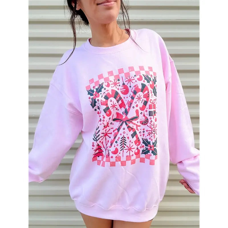 Cute Candy Canes Graphic Top T-Shirts, Hoodie, Sweatshirt | GrindPrints.com