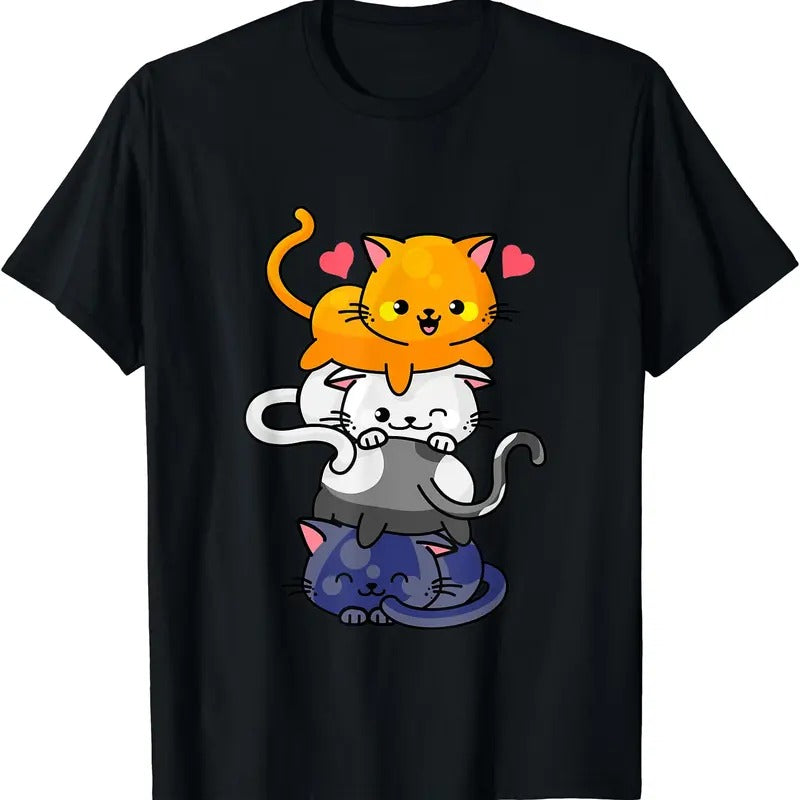 Cute Cat For Women Girls Kitty Pile Cats Anime Kawaii Neko TShirt Hoodie, Sweatshirt | GrindPrints.com