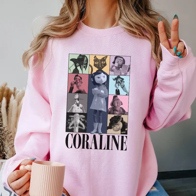 Cute Coraline Shirt, Spooky Movie Halloween Shirt, Coraline yellow Coat Tee, Spooky Coraline Doll Shirt, Coraline Movie...