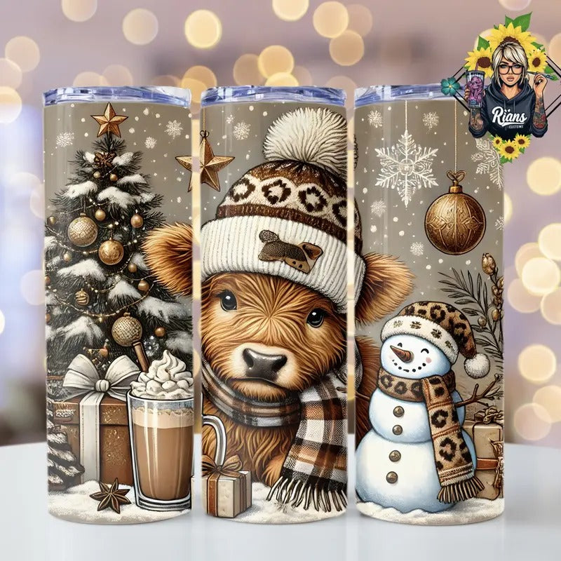 Cute Cow Christmas Stainless Steel 20oz Tumbler T-Shirts, Hoodie, Sweatshirt | GrindPrints.com