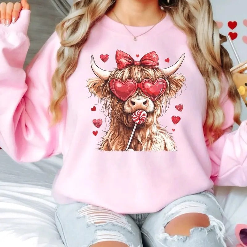 Cute Cow Lovers Valentines Day  - Sweatshirt T-Shirts, Hoodie | GrindPrints.com