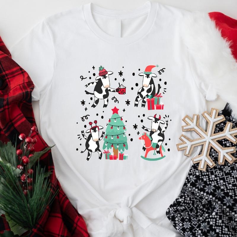 Cute Cow Farmer Party Cow Lovers Xmas Shirt Farm Animal Lover Short Sleeve T-Shirts, Hoodie, Sweatshirt