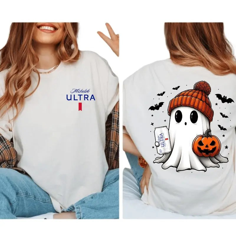 Cute Ghost  Michelob Ultra Shirt, Funny Spooky Shirts, Pumpkin Shirt, Halloween Party Shirt, Fall Ghost Shirt, Halloween...