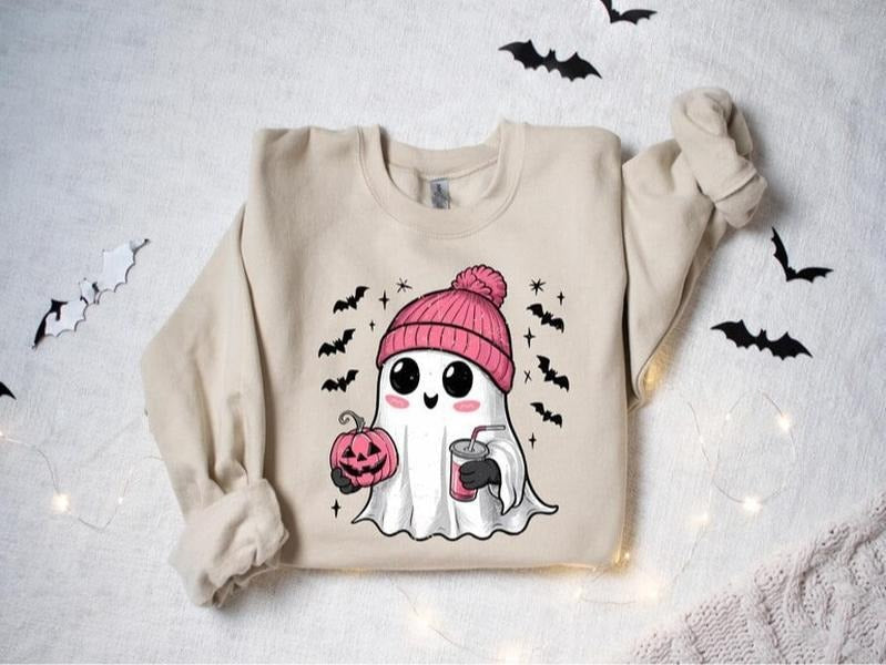Cute Ghost Sweater, Ghost Halloween Sweater Drinking, Ghost Sweater, Halloween Party Sweater, Halloween Gift, Halloween...