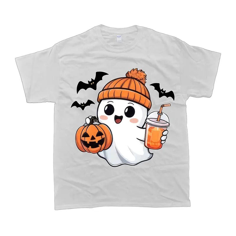Cute Halloween Ghost T-Shirt, Halloween Tee, Girl's Tshirt, Boy's Gift, Unisex Tshirt Full Colors Stylish Casual...