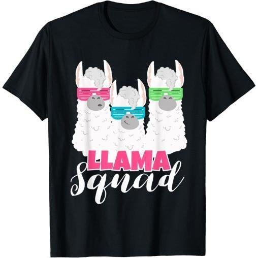 Cute Llama Squad Shirt Retro 80s Style Tshirt Gift T-Shirt Made in USA Hoodie, Sweatshirt | GrindPrints.com