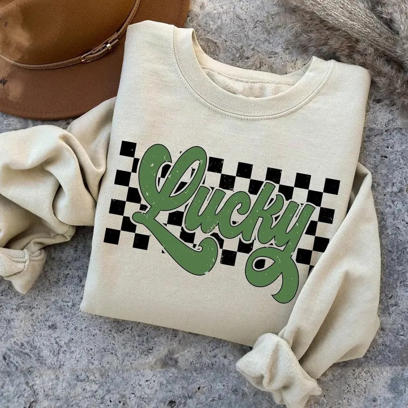 Cute Lucky Sweatshirt Womens Shamrock Shirt St Patricks Day Sweatshirt St Pattys Day Outfit St Patricks Day Gift Irish...