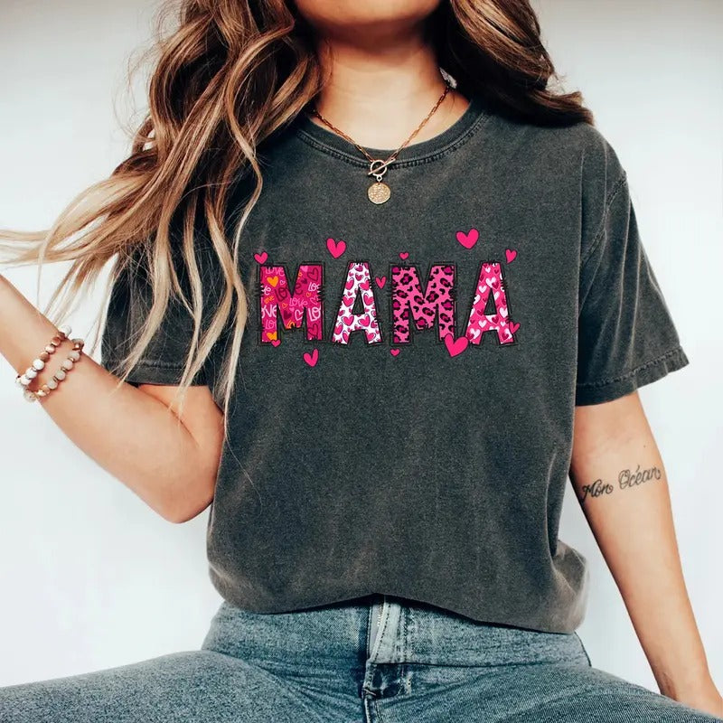 Cute Mama Heart T-shirt, Valentine Mom Shirt, Mothers Day Gift, Mom Birthday Gift Hoodie, Sweatshirt | GrindPrints.com