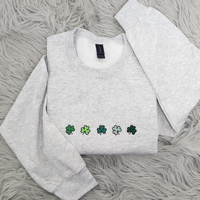 Cute Mini Shamrocks Embroidered St Patrick'S Day Irish Shamrock Her Cute T-Shirts, Hoodie, Sweatshirt