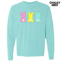 Cute Pattern Bunny Trio Long Sleeve Comfort Colors T-Shirt 'NLB' Hoodie, Sweatshirt | GrindPrints.com