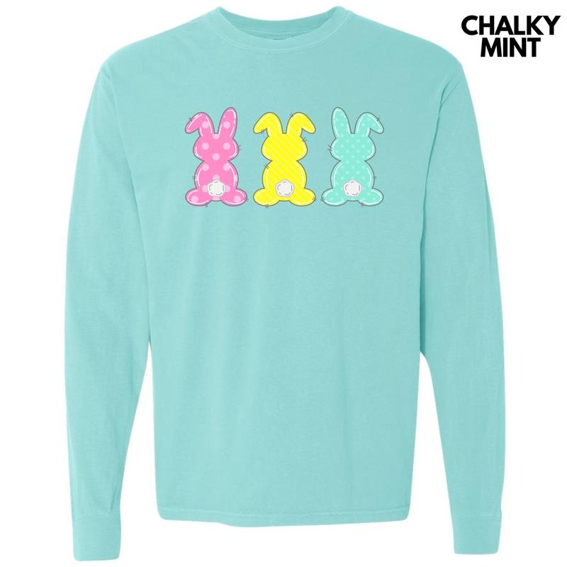 Cute Pattern Bunny Trio Long Sleeve Comfort Colors T-Shirt 'NLB' Hoodie, Sweatshirt | GrindPrints.com