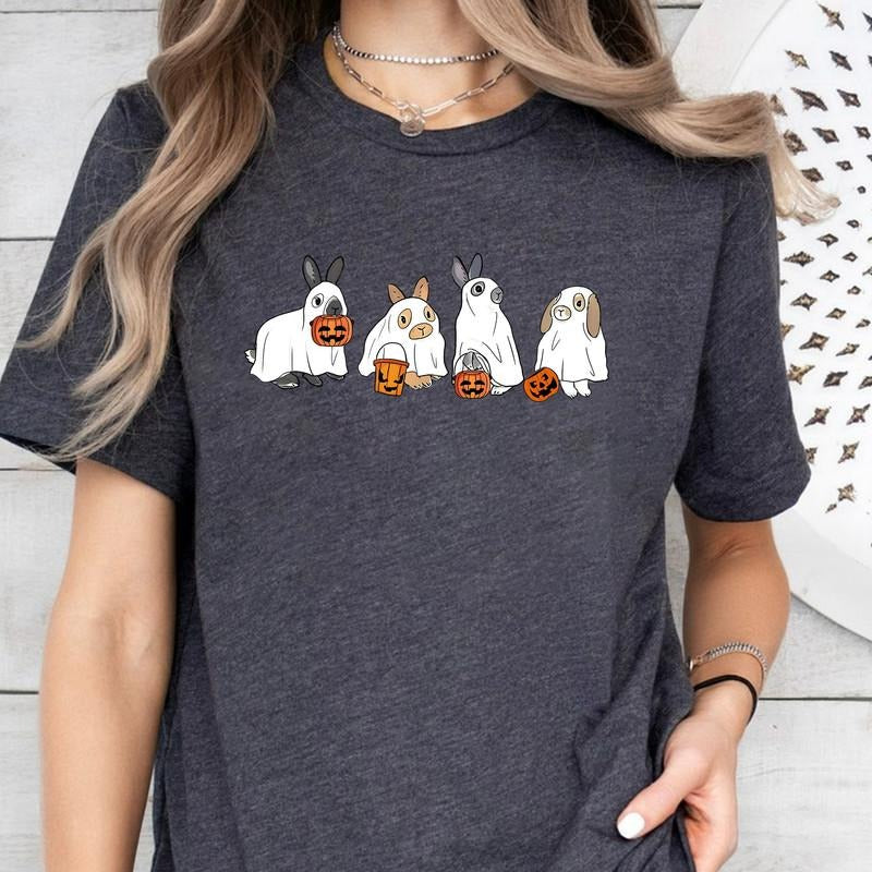 Cute Rabbit Ghost Halloween Sweatshirt, Ghost Bunny Shirt, Halloween Vibes Shirt, Spooky Season Shirt, Spooky Rabbit...